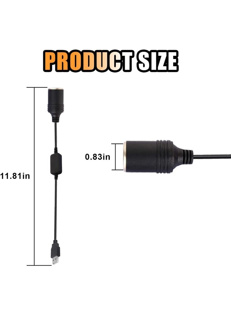 يوجي 2PCS USB ذكر إلى 12V سيارة C * غاريت خفيفة سوكيت كابل محول أنثى مناسبة لتحويل كاميرات داش السيارة الأضواء المحيطة (أقصى 10W) - Image 2